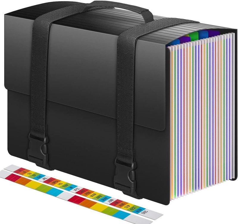 Vanulee 25 Pockets Accordion File Organizer with Handle, Expanding File Folders,Important Papers Document Organizer,Expandable,Durable,Perfect Portable Filing Box for Office,Home,A4/Letter Size,a-z Tab - Image 1